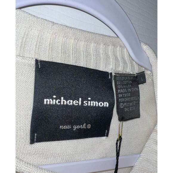 Michael Simon Vintage Zebra Beaded Spun Silk Blend Sweater - Size Large - OG - Picture 3 of 9